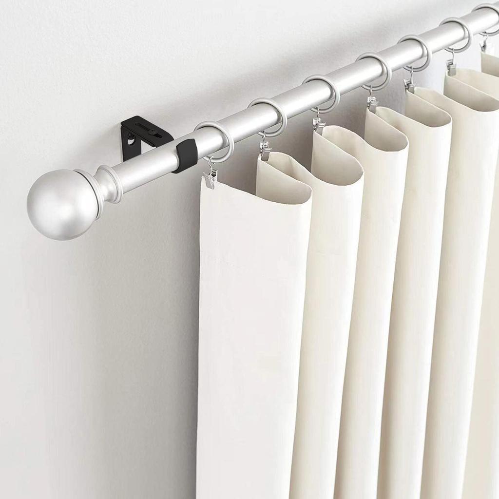 Premium Curtain Rod Brackets - 2 Pack Adjustable Wall Mounts, Curtain Rod Holders for 1 Inch Rod (Black)