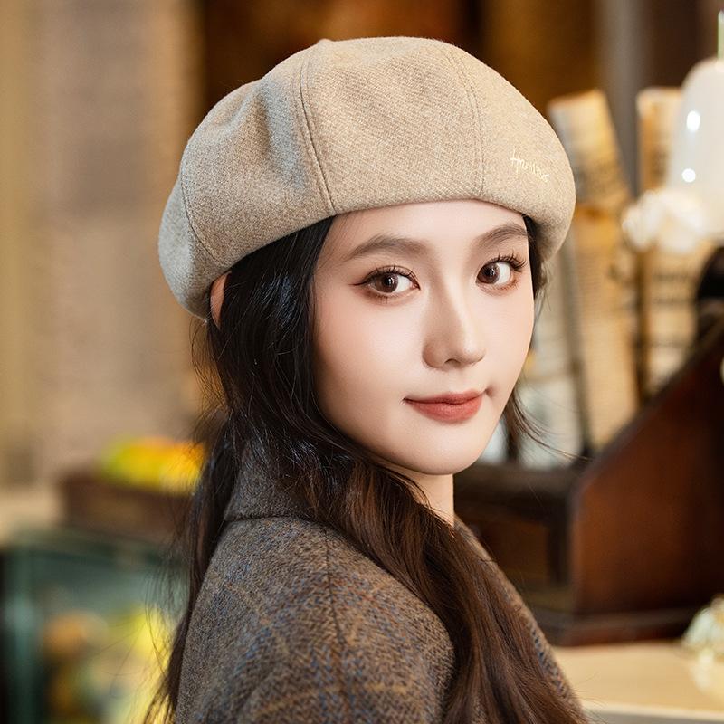 

Осенне-зимние шляпы женские большой окружности головы делают лицо маленьким берет ретро универсальная восьмиугольная шляпа модная шляпа художника One Size