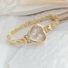Dames Hartvormige Strass Horlogeband Armband Polshorloge