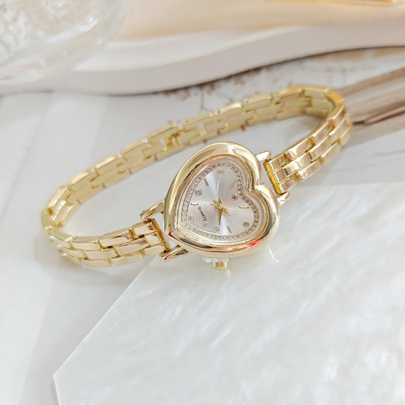 Dames Hartvormige Strass Horlogeband Armband Polshorloge