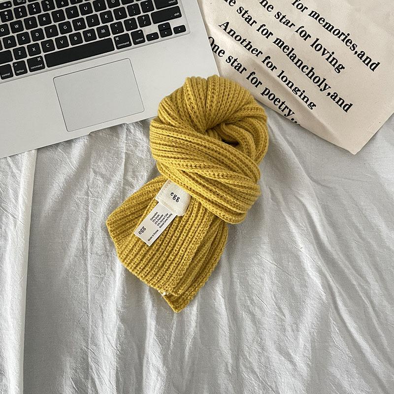 [Dai Green] Autumn and Winter Korean Ins Style Solid Color Simple Egg Cross Perforated Scarf Atmosphere Warm Blue Scarf