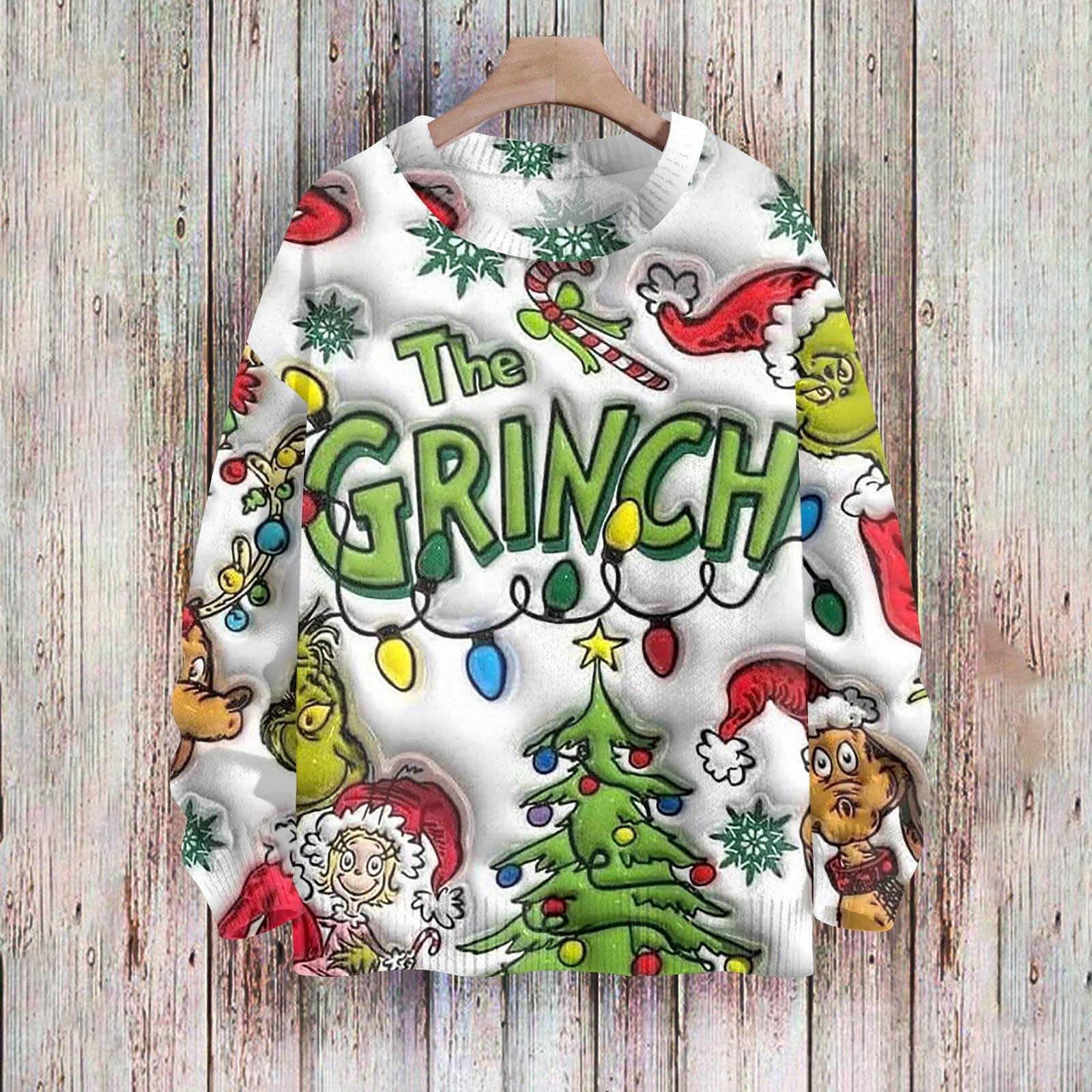 

Різдвяні світшоти для жінок В язаний светр Мила сорочка Осінній пуловер з круглим вирізом XXL світло-зелений колір