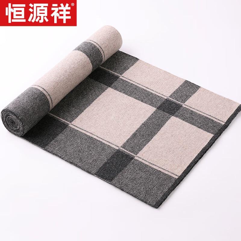 Hengyuanxiang Men's Pure Wool Plaid Scarf