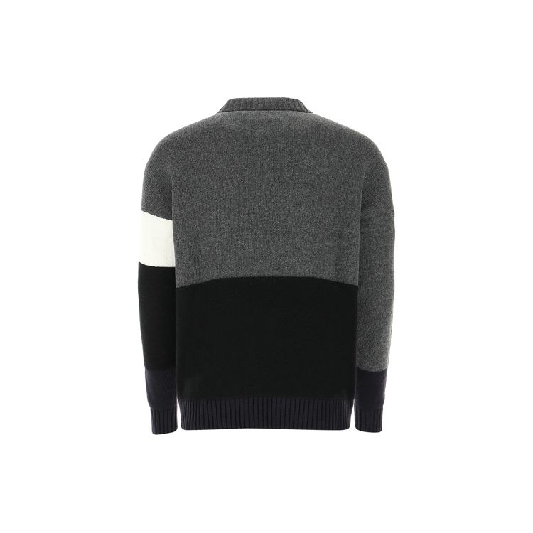 Off-White Alphabet Logo Patchwork Knitted Wool Sweater Men Tops Dark-Grey OMHE048E20KNI0010701