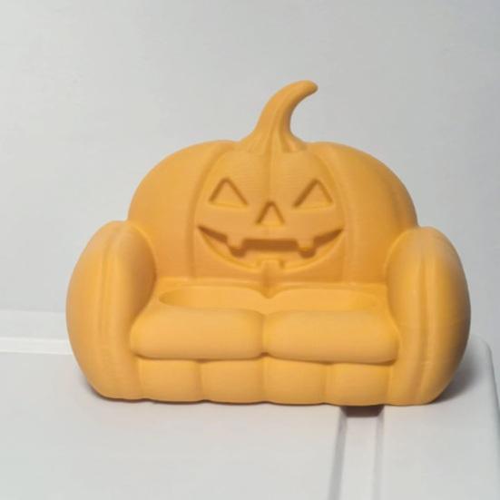 Pumpkin Jewelry Storage Ornament, 3D Printed Halloween Pumpkin Sofa Shape, Handicrafts for Rings Earrings Table Decoration