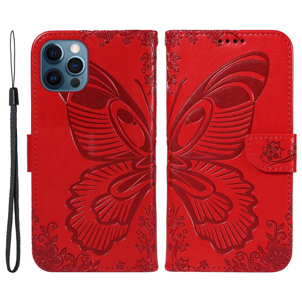 For iPhone 13 Pro Leather Case Butterfly Imprinted Stand Wallet Phone Cover