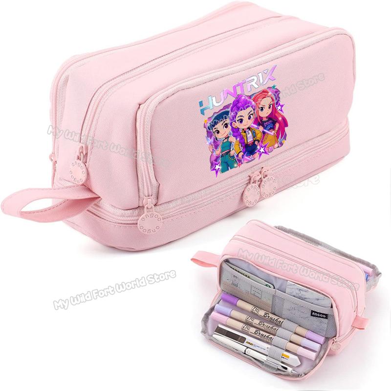 High Quality Kpop Demon Hunters High-capacity Pencilcase Rumi Mira Zoey Girl Stationery Pouch Cartoon Student Pencil Bag School Supplies