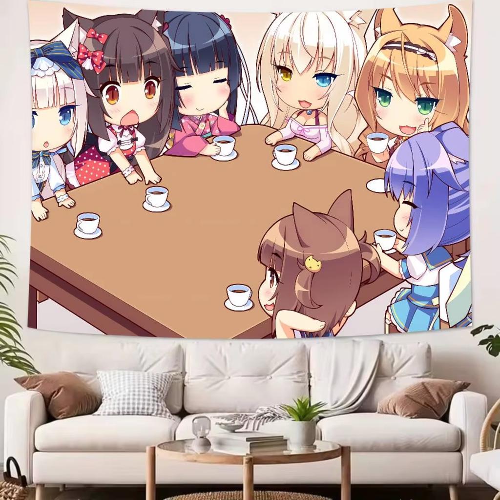 Kawaii HOT Girl Nekopara Tapestry Decoration Bedroom Dormitory Background Cloth Holiday Home Party Living Room Club Tapestry