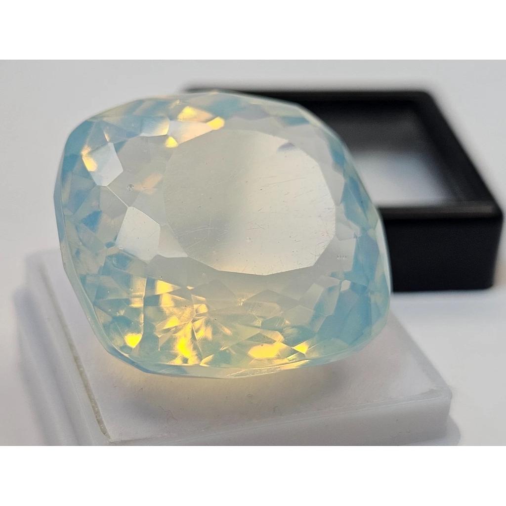 White Opal Blue Fire Natural 55+ Ct Cushion Cut Beautiful Certified Gemstone