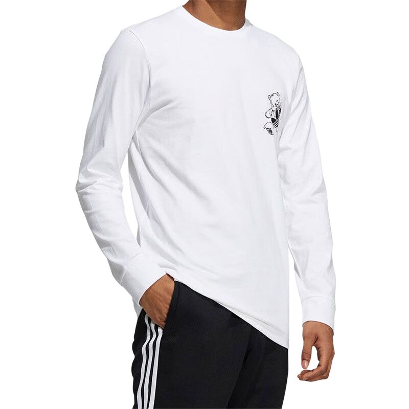 adidas Originals T Shirts Men's White Crew Neck Moderate Straight Fit HL4099