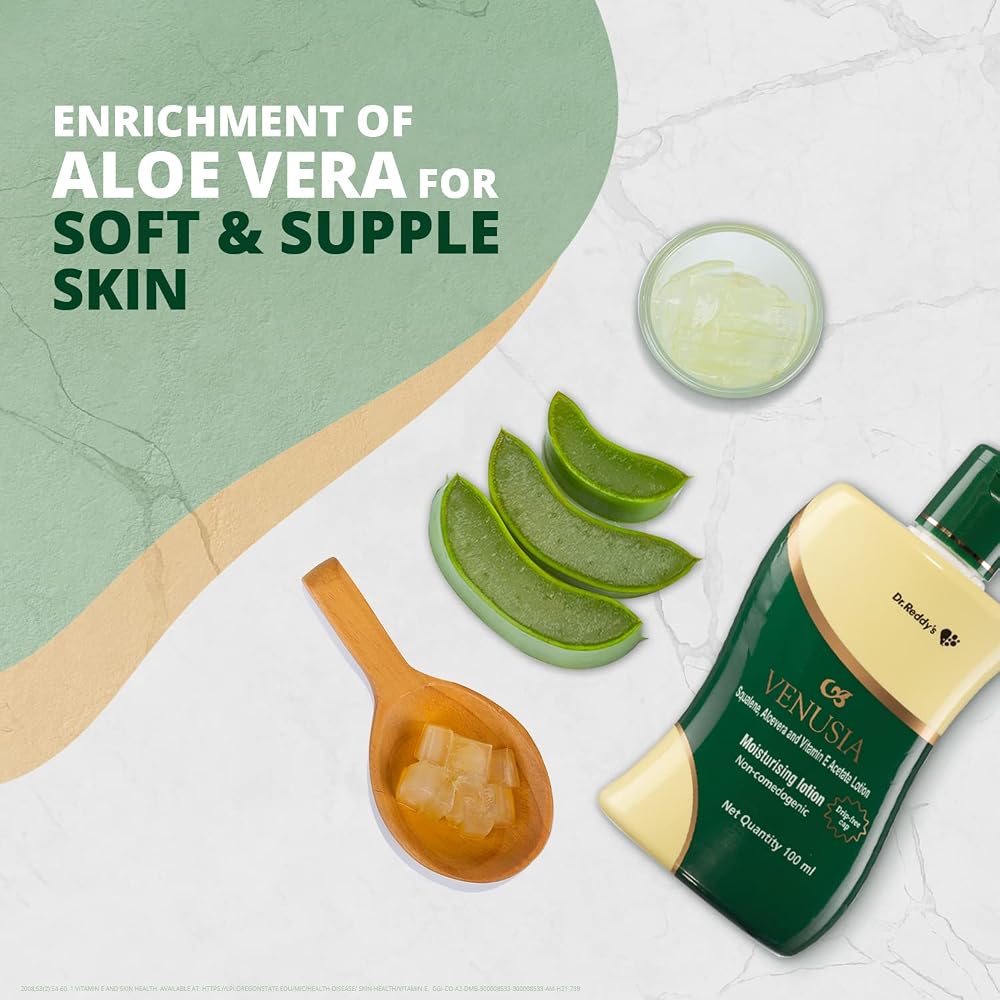Venusia Dr Reddy'S I Moisturizing Lotion I Enriched With Vitamin E, Aloe Vera & Squalene I Daily Face And Body Lotion I Soothing Itch Relief