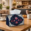 1pc Classic Persian Tile Tissue Holder Featuring a Mandala Floral Design In Navy And Pink - Fabric Napkin Storage Organizer Suitable for Kitchen, Car,