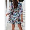 Vacation Casual Printed Lace Up Chiffon Dress