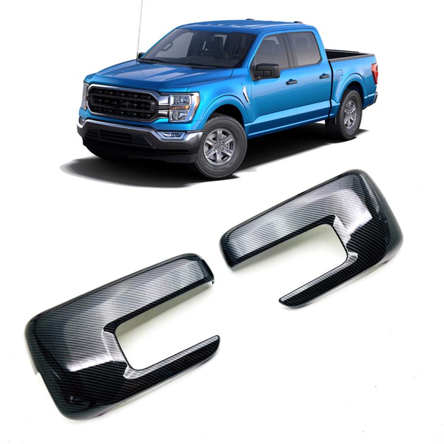 2pcs ABS Carbon Fiber Look Rear View Mirror Covers For Ford F-150 F150 2021-2022