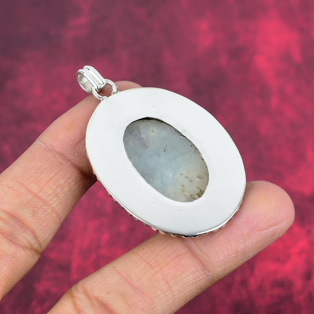 Pendentif en pierre de lune arc-en-ciel, bijou fait main, pendentif en argent sterling 925 massif, cadeau idéal pour un amoureux