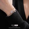 Elegant Double-Layer Open Cuff Bracelet With Zircon Butterfly Floral Design Women Gold Tone Copper Alloy Jewelry