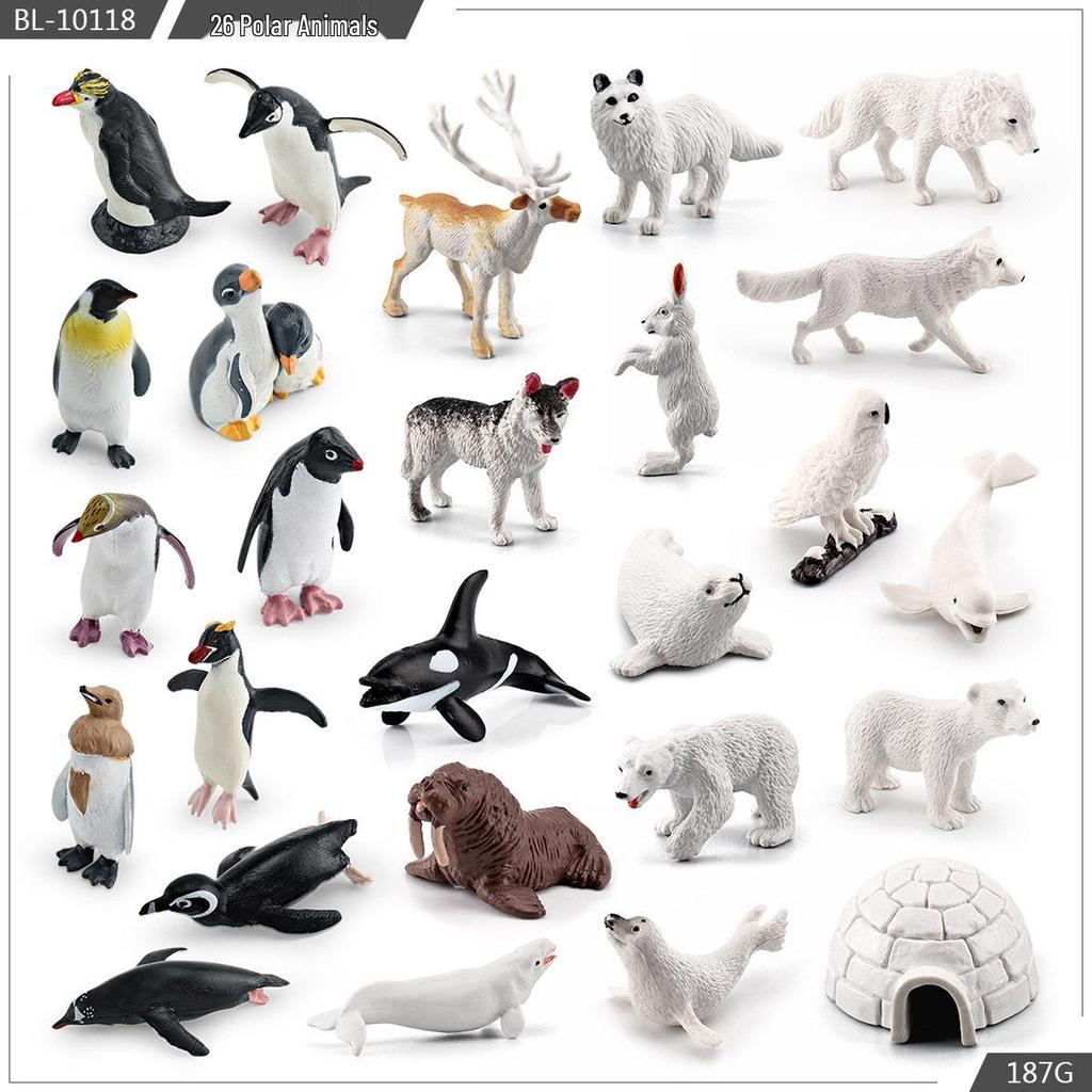 Realistic Arctic Animal Models: Polar Bear, Arctic Fox, Seal, Walrus, Whale