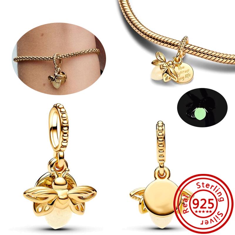 

Подходит для браслетов с шармами Pandora 925 медь Светящийся в темноте Привидение Тыква Светлячок Лампочка Насекомое Светящаяся подвеска Бусины Циркон