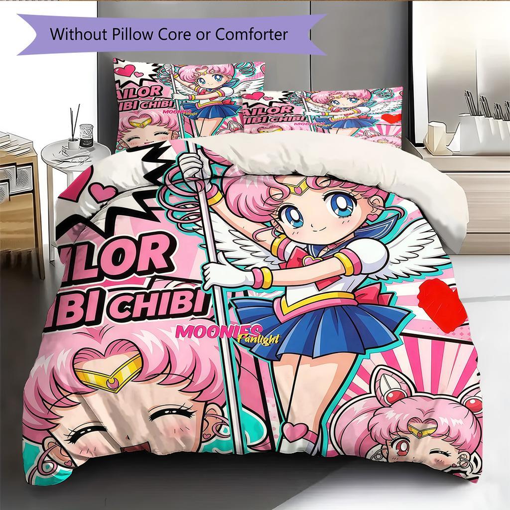 Set Copripiumino Trapuntato con Fantasia Sailor Moon Decorazione per la Casa Regalo (1 * copripiumino + 2 * federe senza imbottitura)