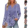 Women's Fashion Casual Pleated V Neck Solid Color Long Sleeve T-Shirt Elegant Tops