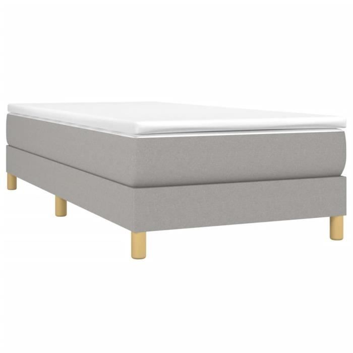 VidaXL Lit à sommier tapissier avec matelas Gris clair 100x200cm Tissu - Modèle 3144151