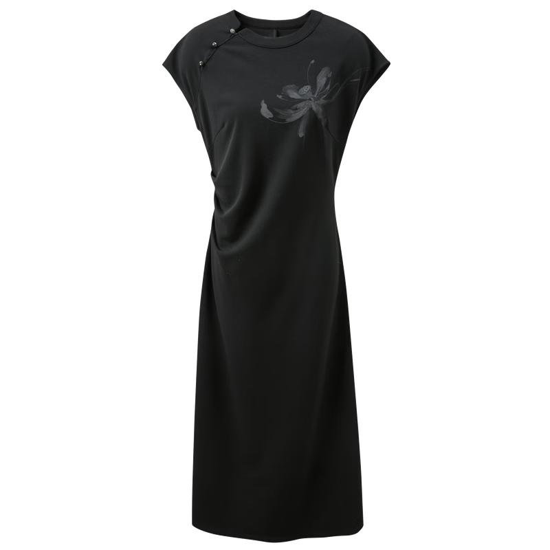 Sancai New Chinese Style Printed A-line Dress L