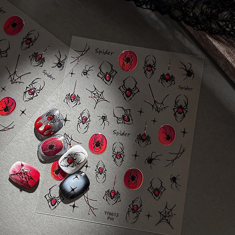 

1 лист Хэллоуин Темная серия Наклейки для дизайна ногтей DIY 3D Паук Крутые Горячие Девушки Наклейки для ногтей Украшения one size