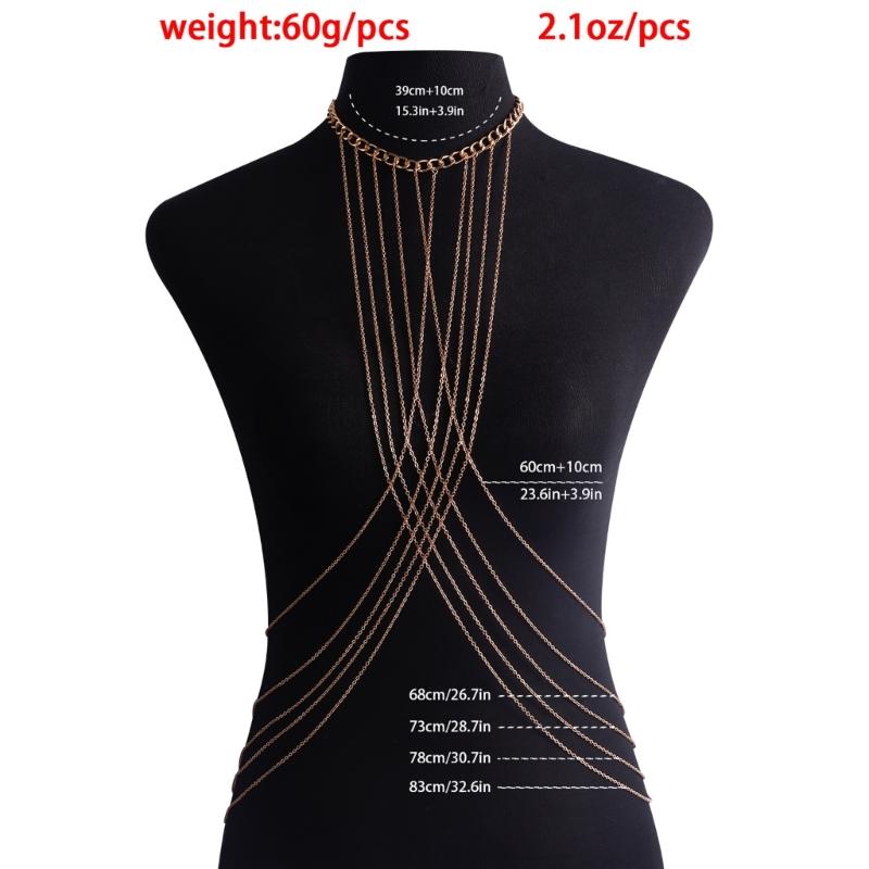 Elegante mehrschichtige Quasten Halskette Körperkette Halsband für Damen Mehrschichtige Halskette für Party/Club