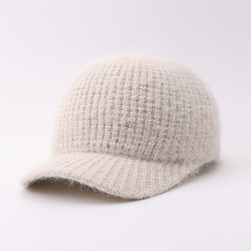 Winter New Plush Knitted Baseball Cap Simple Warm Curved Brim Cap