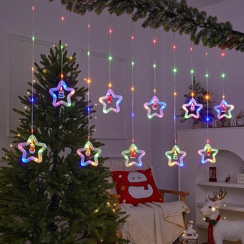 Christmas Decoration Atmosphere Lights Star Christmas Tree Round Colorful Curtain Lights Surprise Party Hotel Creative Decoration Lights
