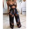 Women Pants Sets Butterfly Print Drawstring Twisted Tube Top Loose Wide Leg Ladies Suit Summer Sleeveless Beach Female Outfits