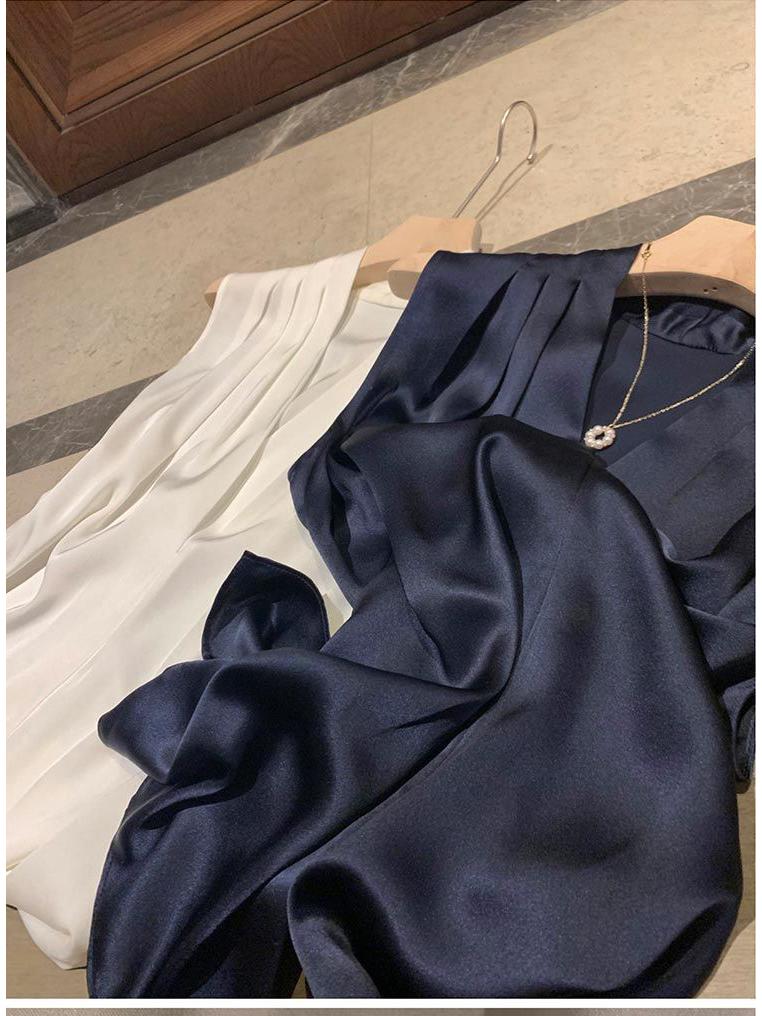 Canottiera da donna in raso con scollo a V - Senza maniche, collo all'americana, top a tinta unita per l'estate