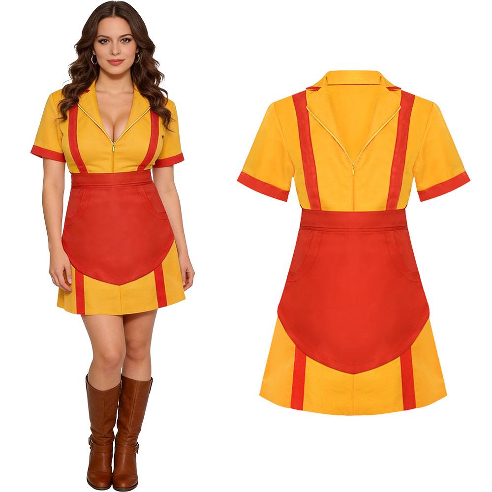 

2 Broke Girls Max/Caroline Restaurant Uniform Cosplay Costume for Halloween 3XL