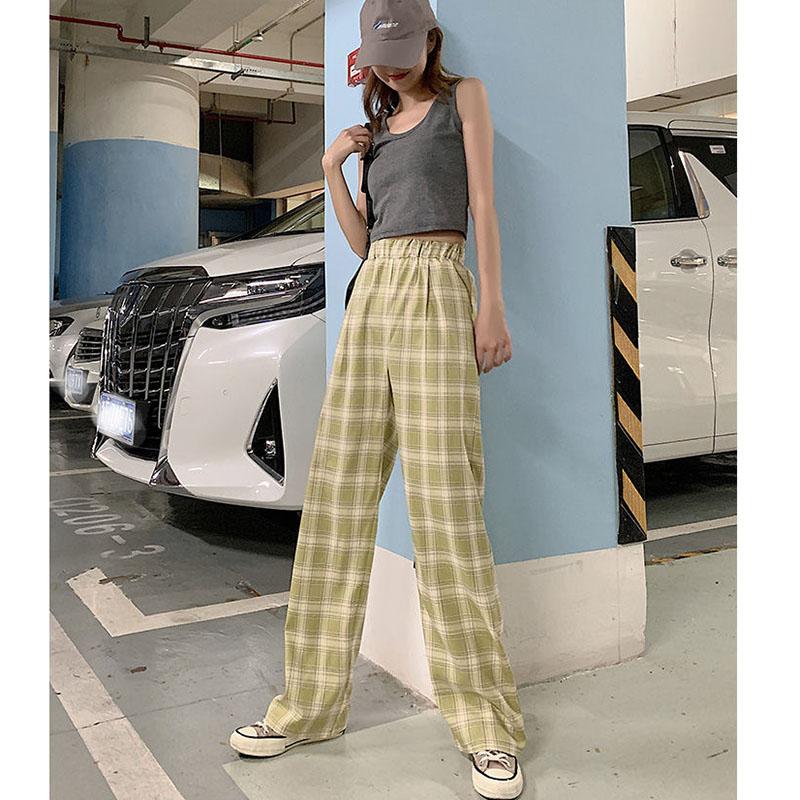 Buy Plaid Pants Women Loose Straight 