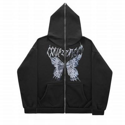 Vlinder Y2K Volledige Gezicht Rits Vintage Heren Hoodies & Sweatshirt Dames Oversized Binnenfleece Harajuk High Street Streetwear