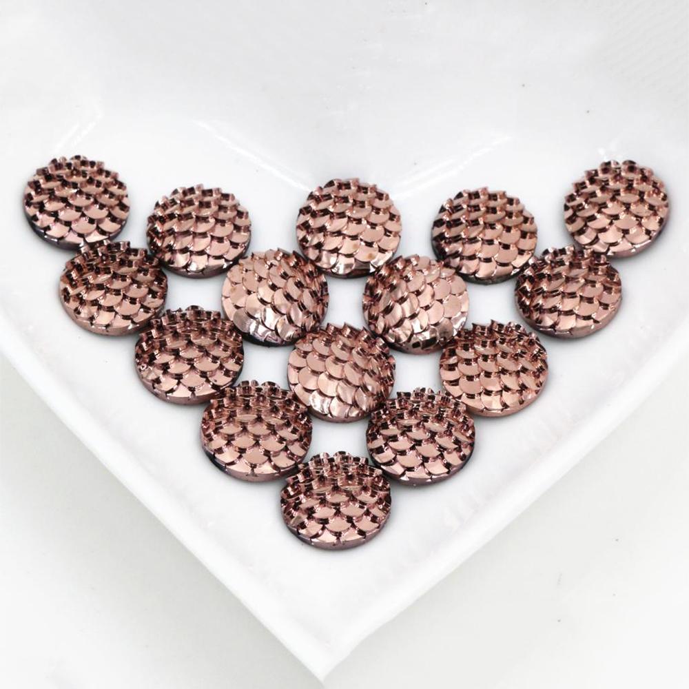 40pcs 8mm 10mm 12mm Mix Colors Mermaid Fish Scale Flat back Rhinestone Round Cabochon Embellishment Scrapbooking DIY Crafts