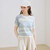 TUHUANG Women's Silk Blend Striped Knit T-Shirt