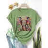 Printed Fashion Retro Style Women's Spring, Summer and Autumn Casual Sports Style Tops Round Neck Short-sleeved T-shirts