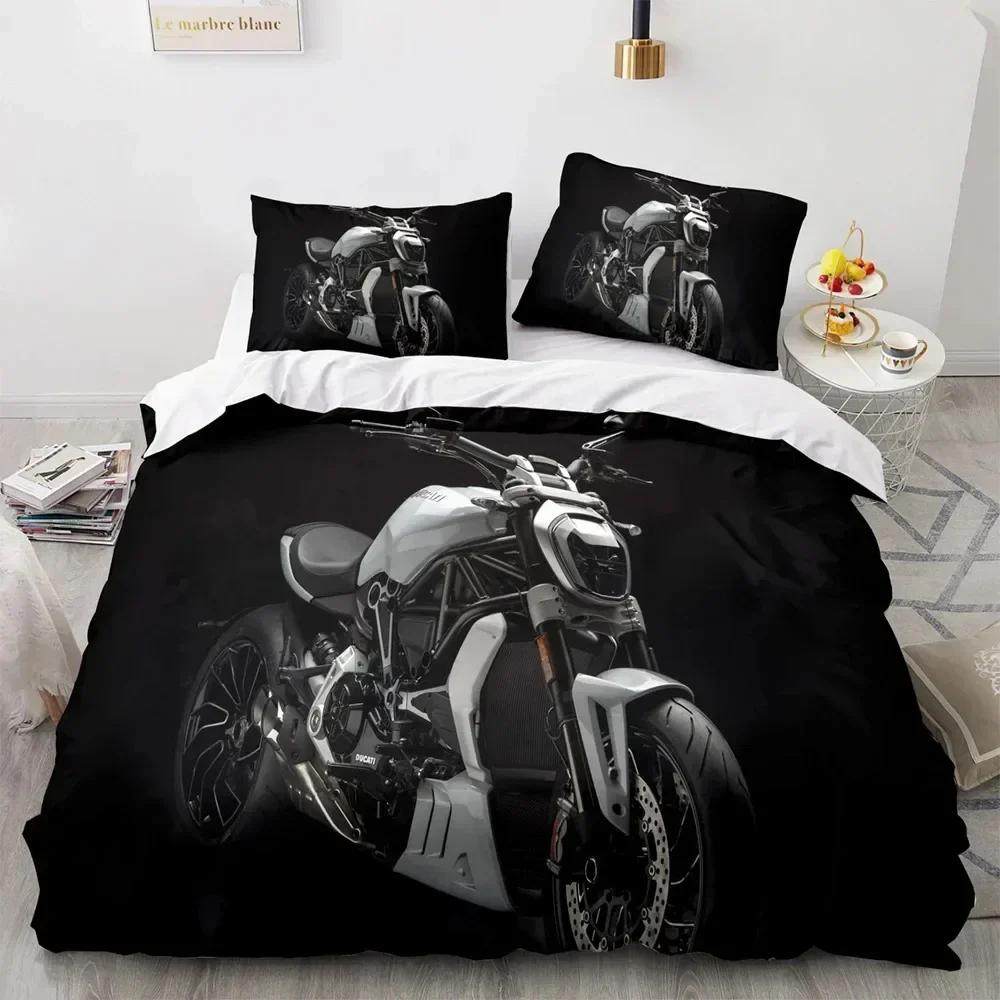 Top 3D Print Motorcycle Bedding Set Boys Girls Twin Queen King Size Duvet Cover Pillowcase Bed For boys Adult Home Textileextile