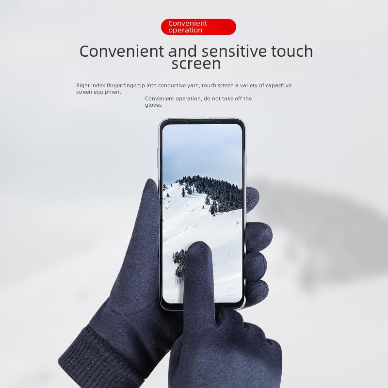Suede Touchscreen Gloves: Windproof, Warm, Unisex for Autumn/Winter - Ideal for Outdoor, Riding, Skiing, Motorcycling