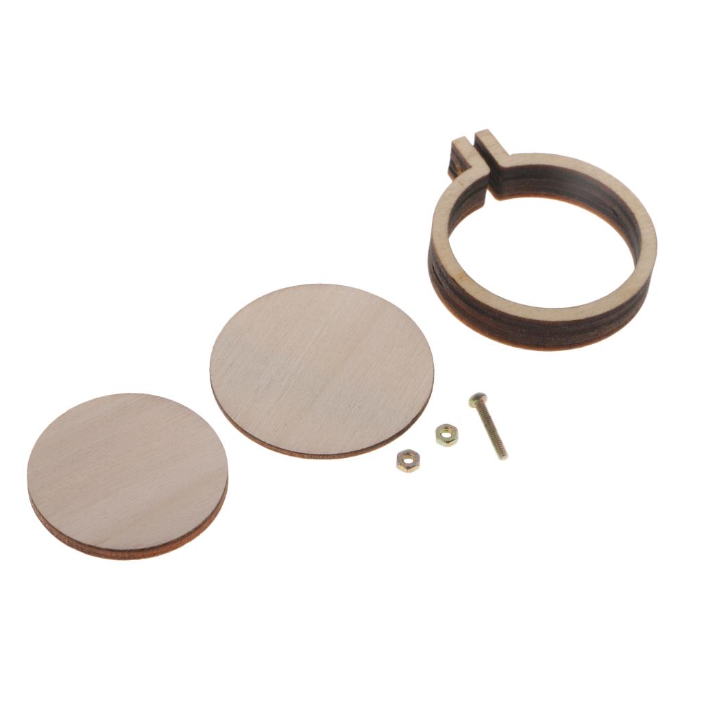 Wooden Mini Embroidery Hoop Pendant Round Frame DIY Craft Needlepoint Accessory Jewelry Embroidery for Arts and Gifts