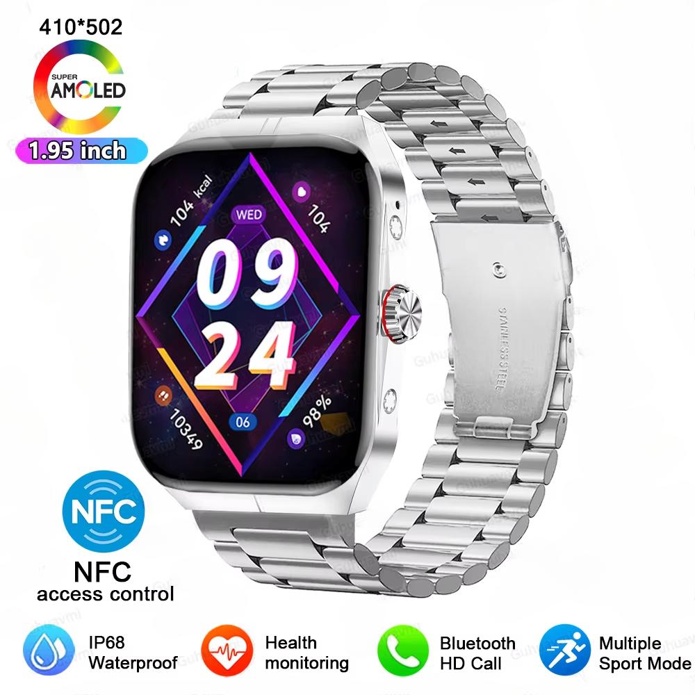 2025 Nové NFC Chytré hodinky AMOLED Displej Vždy zobrazují čas Bluetooth volání Série 9 Hodiny Vlastní ciferník Muži Sport Zdraví Ženy Chytré hodinky