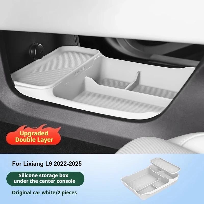 For Li Lixiang L6 L7 L8 L9 Car Under Center Control Silicone Double Layer Storage Box Lower Center Control Storage Interior