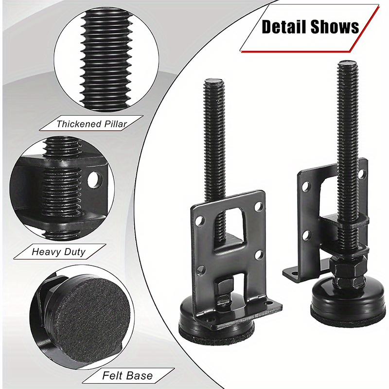 4 szt. Regulowane nóżki poziomujące, wytrzymałe nóżki poziomujące do mebli, nóżki poziomujące do szafek, sof, stołów i krzeseł, zestaw nakrętek z gwintem T, czarny