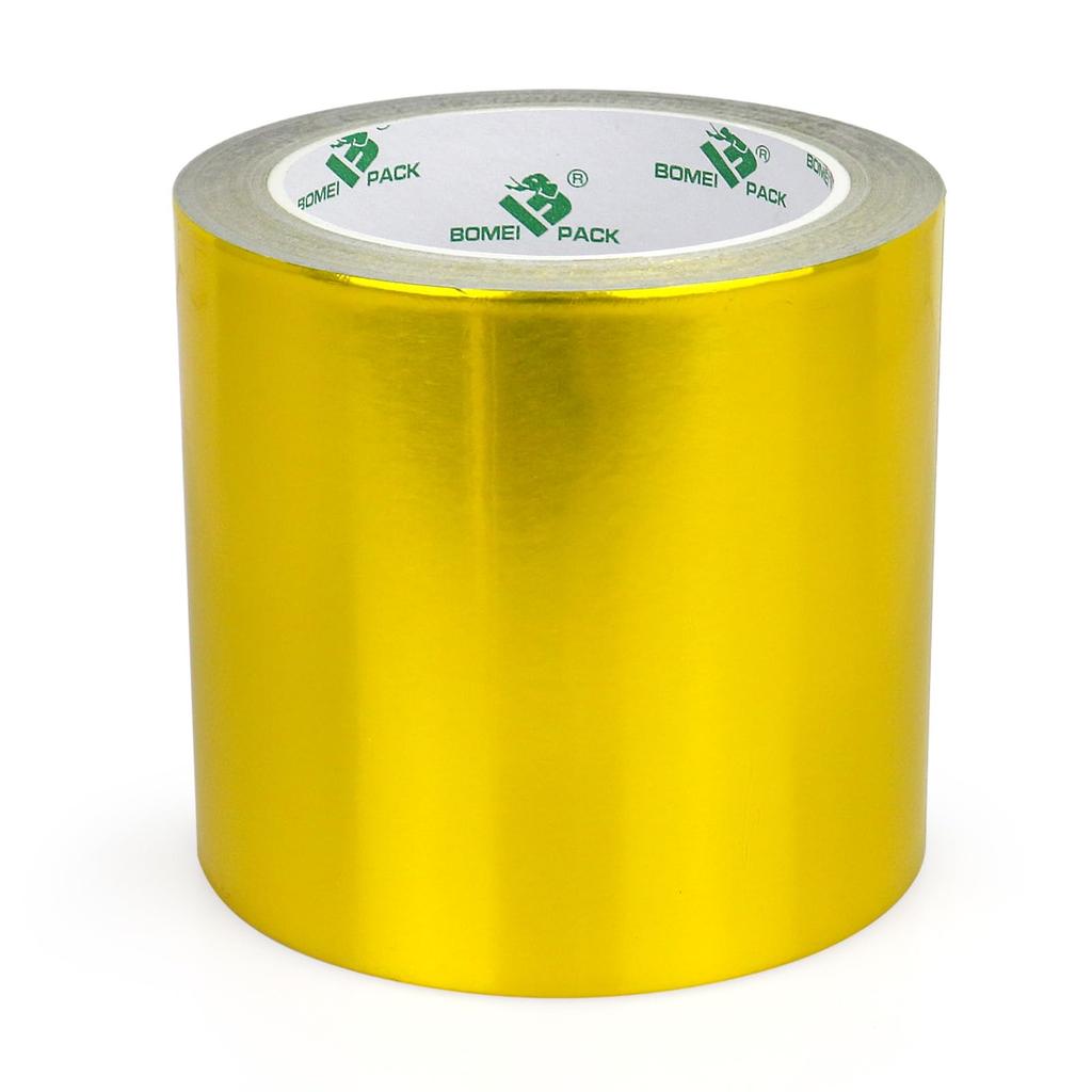 BOMEI PACK Gold Aluminum Foil Tape 100mm*25m Heavy Duty, Hot Cold Air Pipe Tape