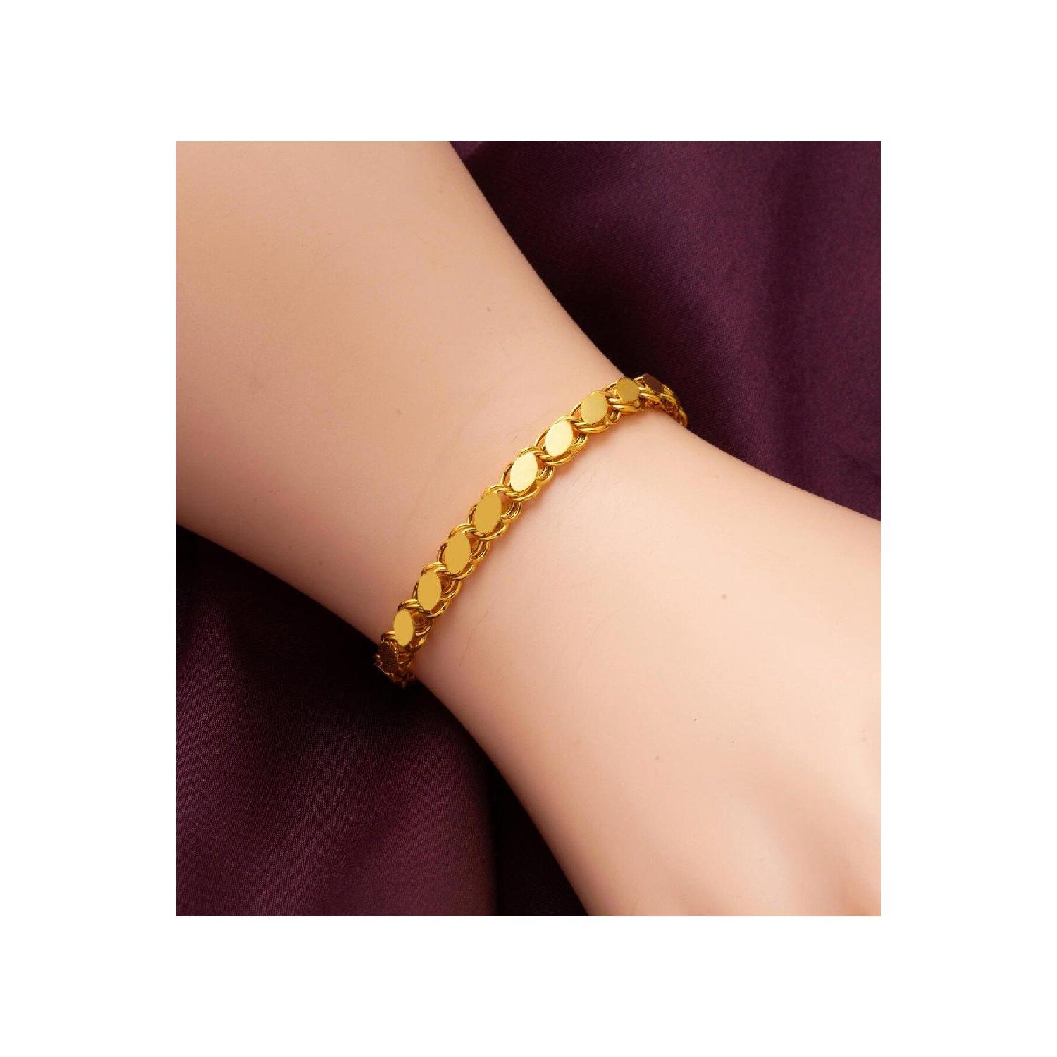 

Стальной браслет-цепочка золотого цвета с ячменем - 3132 золотой