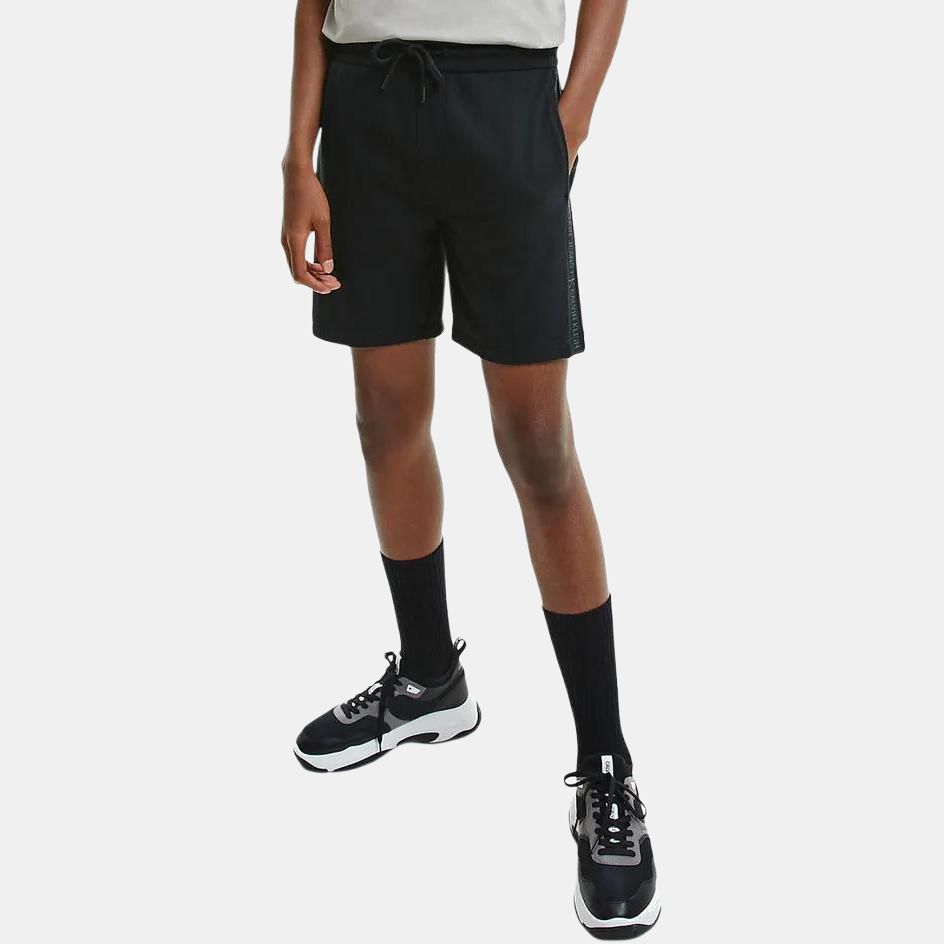 Calvin Klein Side Print Elastic Drawstring Straight Fit Shorts Men shorts Black J30J317377BEH