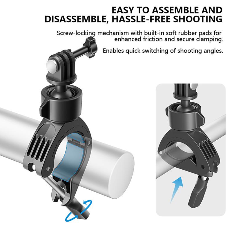 Motorcycle Bike Handlebar Camera Mount Bicycle Tube Bracket Clip Holder for Gopro Hero Insta360 Osmo Action Camera Accessories