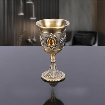 Exquisite Vintage Medieval Rose Embossed Goblet Zinc Alloy Mini Liquor Cup Anti-break Small Drinking Cup Countertop