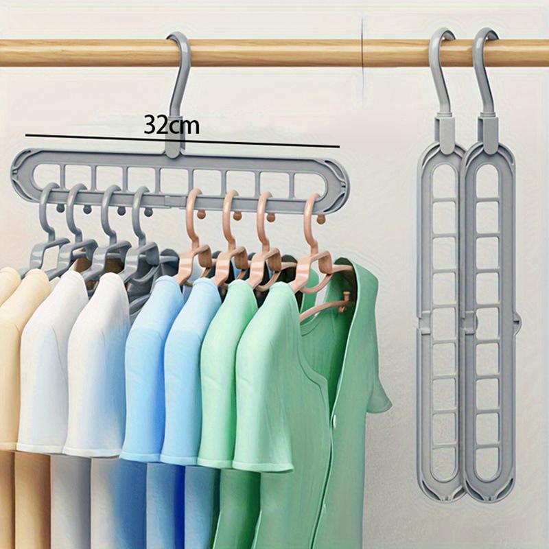3pcs Plastic 9-Hole Foldable Hangers Heavy Duty Space Saving Clothes Organizer Wardrobe Belt Organizer Hat Scarf Storage YG002